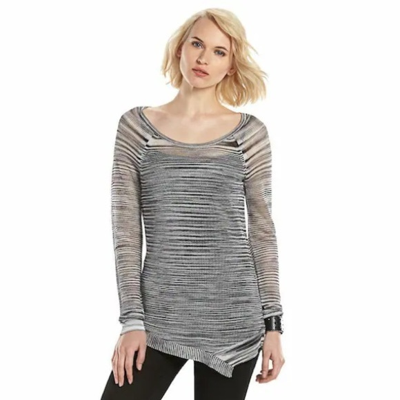 VINTAGE Rock & Republic Marled Open-Work Sweater in Grey Size XL - Picture 3 of 12